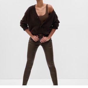 NWT Gap True Skinny Mid Rise Dark Brown Coated Jeans